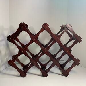 Vintage MCM Wooden Sculpted Foldable Wine Rack Made By APEX ~ Has APEX Label!!